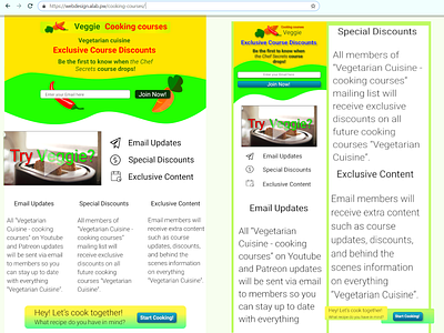 Cooking courses page branding cooking courses design figma page preview site ui vector vegetarian veggie veggies