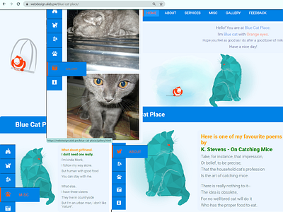 Blue cat page bird cat design grid page place site