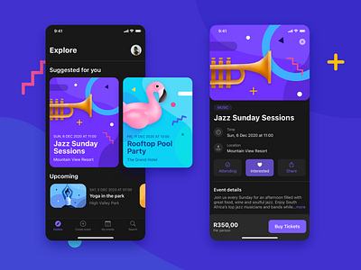 Events Concept App UI app app design cards events fun glucode illustration ios iphone mobile playful ui ux