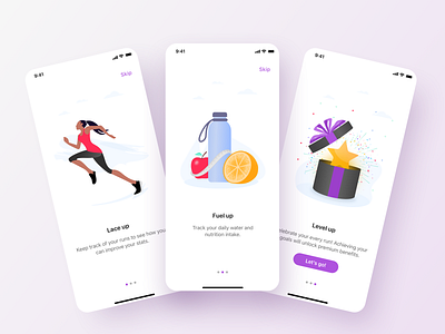 Onboarding Concept app concept design glucode illustrations ios mobile nutrition onboarding running ui ux