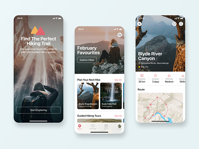 Hiking App Concept app design explore glucode hiking imagery ios map minimal mobile mobile app onboarding typography ui design user interface ux