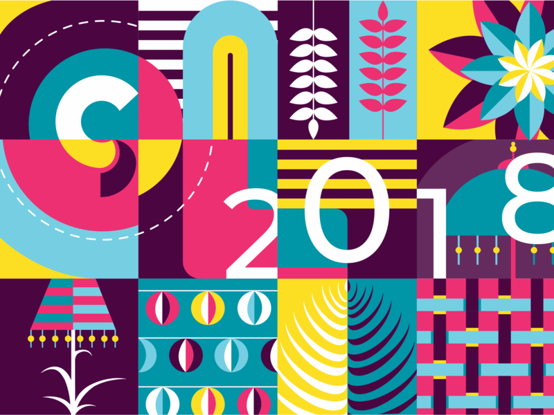 2018 Invitation Illustration 2018 colour glucode illustration invitation patterns shapes