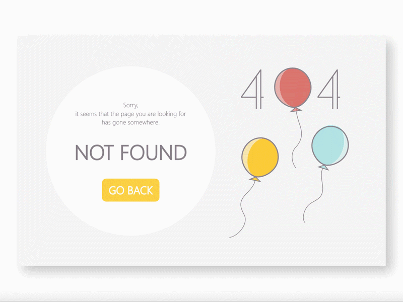 Daily UI #008 - 404 Page 404page animation balloon daily ui dailyui dailyui 008 fun interaction not found ui ux