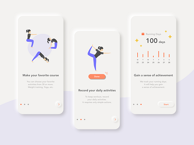 Onboarding - Workout app app daily 100 challenge daily ui dailyui dailyuichallenge neumorphic neumorphism onboarding ux workout