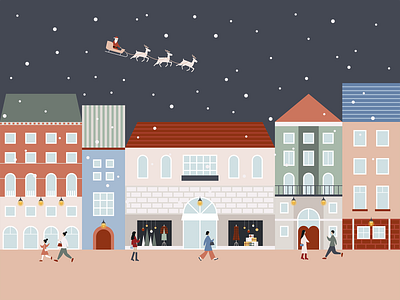 Holiday town architecture christmas christmas card city design display flat holiday holidays house illustration illustrations muted colors town ui web winter xmas