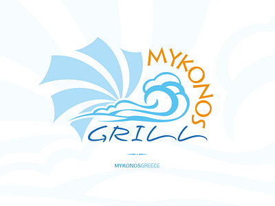 Mykonos Grill brand drink food greece island logo logo design mykonos