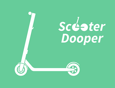 Scooter-Dooper Logo :) branding design duper flat green illustrator logo minimal scooter sketch super superhero typography white