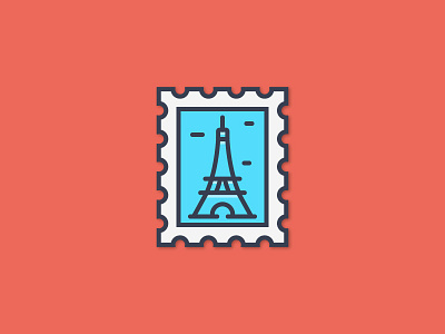 Paris Stamp design flat icon illustration line paris stamp