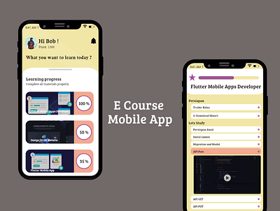 E - Course Mobile App app application branding design landing page mobile socialmedia ui vector xd