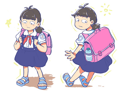 Elementary school girl backpack character design characterdesign childrens illustration design illustration original character school school uniform student uniform vietnam
