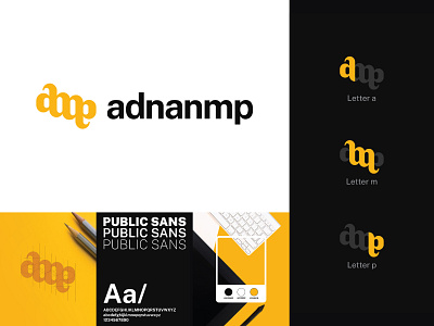 AMP Logo ambigram branding design flat freelancer graphic design indonesia lettermark logo logo modern yellow