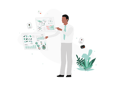 Working scenarios - Manager brand branding design financial fintech flat graphic green illustration manager office people screen ui ux vector web
