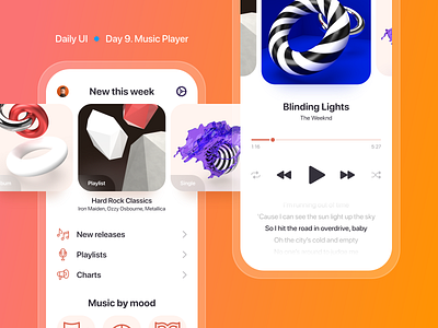 Daily UI :: 009 3d adobe dimension adobe xd app design app screen application dailyui dailyuichallenge music music app music player play player ui