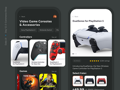 Daily UI :: 012 adobe xd app design app screen application dailyui dailyuichallenge ecommerce electronics game game store playstation store