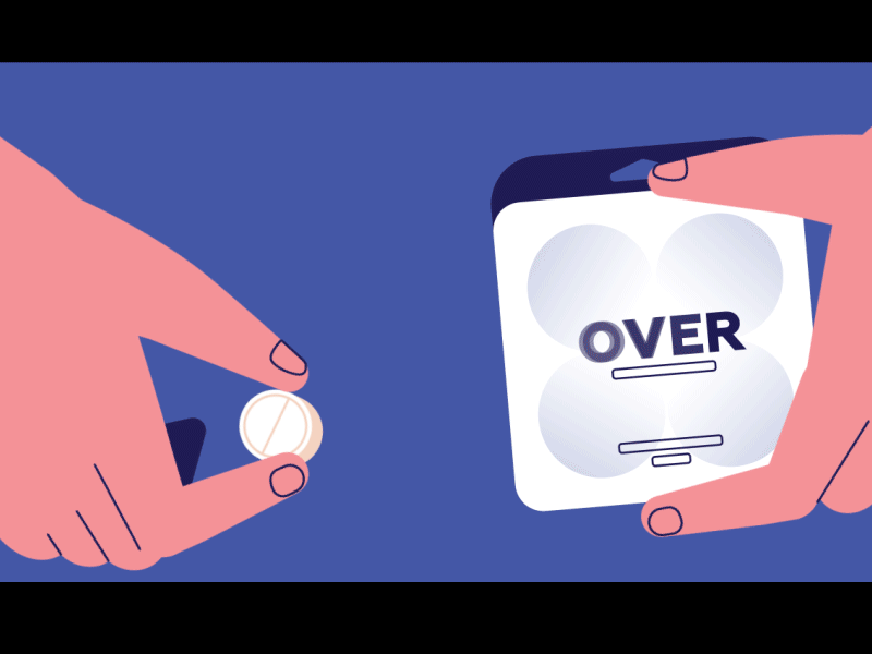 OVER advertising dance party illustration motion design pill