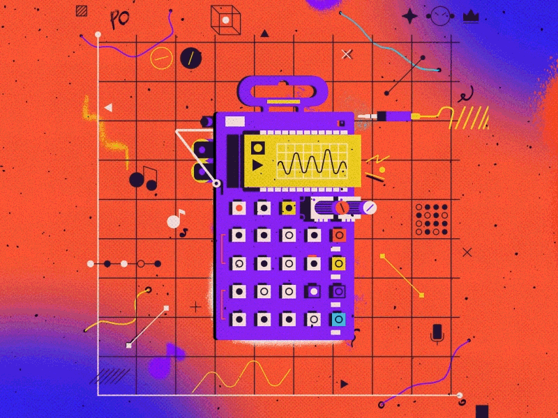 Pocket Operator analog electronic geek grid illustration music musician vector