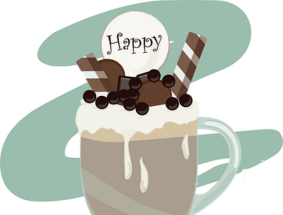 Cup of coffee chocolate coffee coffee cup cream cup cup of coffee desert happiness happy illustration latte sweets turquoise