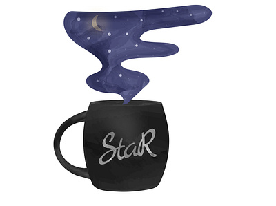Space in black cup black coffee coffee cup cup cup of coffee design illustration space star