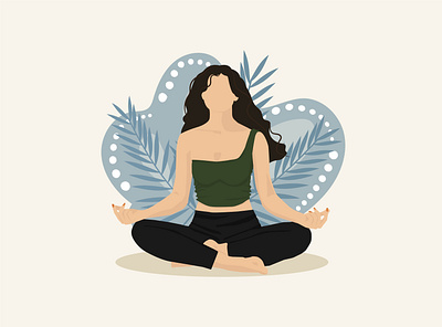 FaceLess girl in lotus position beautiful faceless floral girl healthy illusi illustration lotus poster simple spa sport yoga