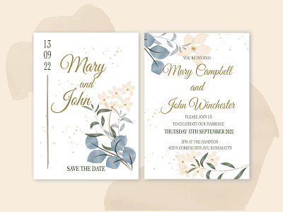 Rustic wedding invitation brunch design flowers green illustration invitation leaves rustic save the date watercolour wedding wedding invitations