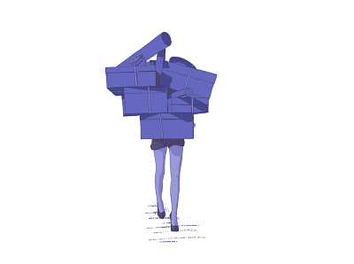 Monochrome girl with shopping boxes box design fashion gift girl illustration monochrome person procreate purple retro shopping simple very peri violet