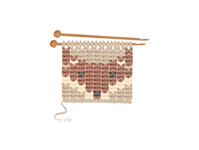 Knitting Fox adobe illustrator branding brown design fox graphic design handcraft handmade hobby illustration knit knitting logo warm