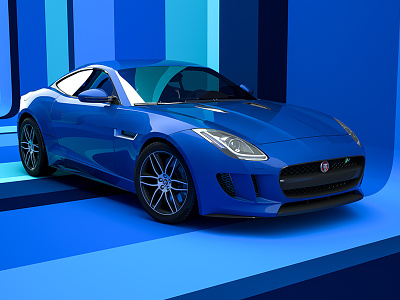 Jaguar F-Type - Retro Blue 3d automotive car cgi digital art f type jaguar lighting realistic render rendering visualization