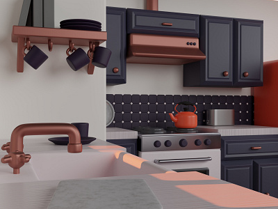 3D Kitchen Assets 3d 3dassets 3dkitchen assets blender cycle design illustration isometric kitchen render