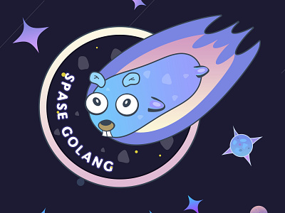 Golang gopher like comet - Go rock. Sticker, t-shirt, mug, gift art data developer engineer galaxy geek geeky golang gopher mascot programmer programming space stars