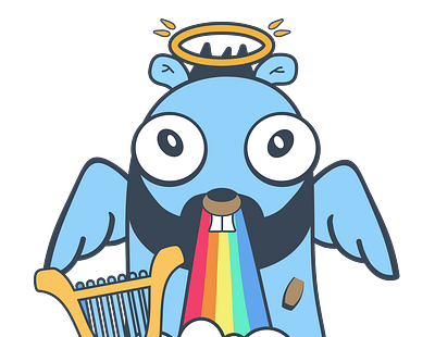 Golang Gopher Angel. Magic Rainbow. Programming t-shirt, sticker go golang gopher kubernetes language logo mascot programmer programming