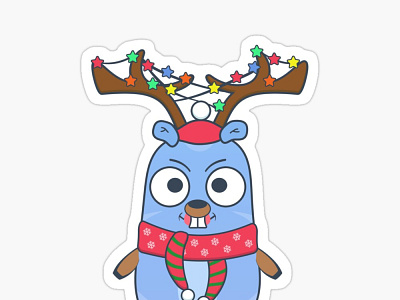 Golang gopher reindeer - ho ho ho