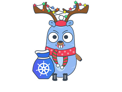 Golang gopher Reindeer Kubernets T-shirt, sticker. Programming developer engineer gifts go golang golang gopher gopher kubernetes language mascot mouse programmer programming