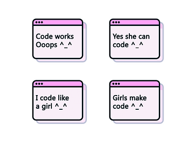 Women who code  and girl who code sticker pack. programmer.
