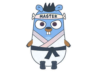 Golang gopher master karate, ninja, cool sticker, shirt print