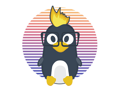 Linux Tux penguin - little nerd. Linux logo