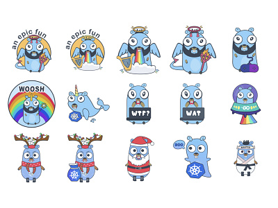 Golang gopher pogramming sticker pack