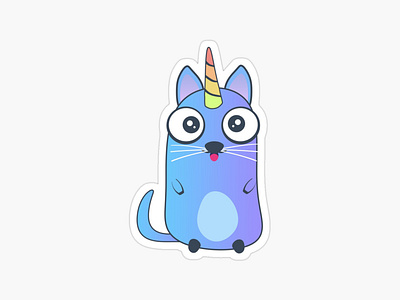 Magic cat unicorn sticker. Kawaii cat. Kids clothes, birthday gi