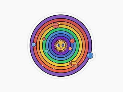 LGBT Rainbow Solarsystem sticker, tshirt, gift, flag. Space