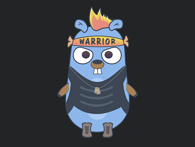 Golang gopher warrior. Programmer gift animal api aws azure cloud comic cute data developer golang gopher hacker identity mascot programmer programming
