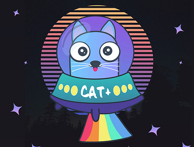 Space cat alien animal cartoon cat character cute funny illustration kitten pet space sticker
