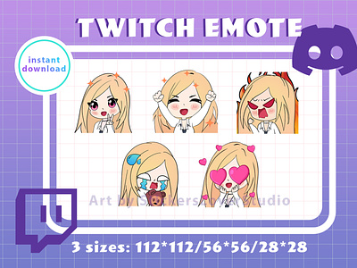 DEMON GIRL Emotes Pack (3) | Twitch | Discord |  | Streaming | D/S  Cute Anime Chibi