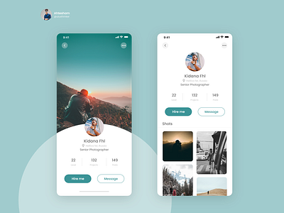 user profile of photographer daily ui 006 branding clean ui cool design cooldesign daily 100 challenge dailychallenge dailyui dailyui006 dailyuichallenge freelancer photography profile ui uxchalleng uxdesign uxui