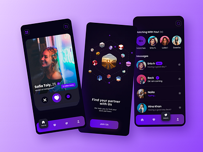 Dark theme Dating app UI clean ui cooldesign dailychallenge dailyui dailywebdesign dark theme dark theme ui dark ui dating app dating app ui dating app ux design latest dark theme mobile app uiux ui uiux ux wireframe wireframe