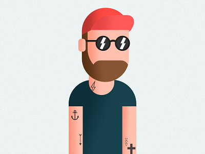 The Hipster 2d cap flat hipster illustrator shades tattooes vector