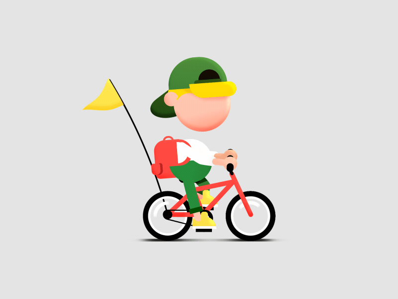 Cool Kid #4 flag cap bicycle bike rubberhose kid boy cool backpack