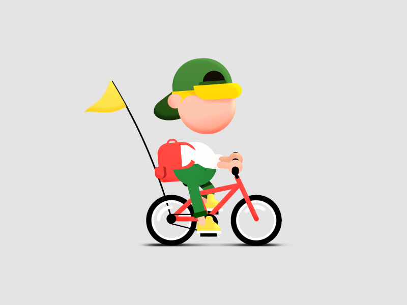 Cool Kid #4 backpack bicycle bike boy cap cool flag kid rubberhose