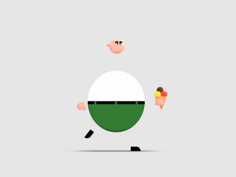 Fat Guy Runcycle ice-cream run cycle ice cream sandwich 2d after effects martin kundby flat character