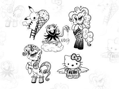 It’s so cute and funny art hellokitty illustration illustrator pony rockdesign sezam stickers tattoodesign