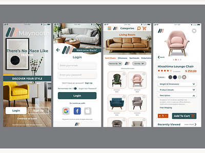 Maynooth e-commerce furniture app concept first app first shot furniture furniture app mobile app ux ui xd