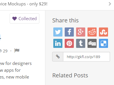 Social Sharing Buttons - Geekful designer developer dribbble follow geek geekful github google news share signup twitter